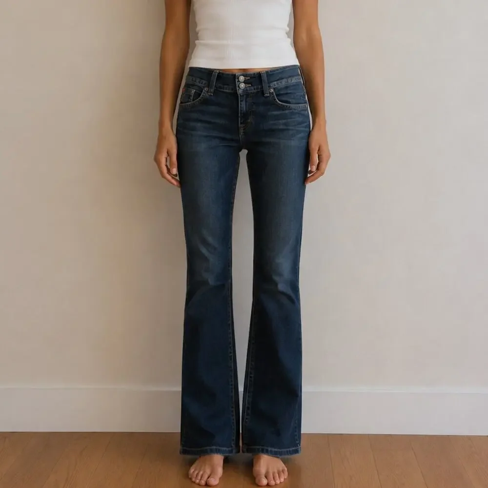 Hudson Bootcut Jeans Dark Wash Flap Pocket y2K Mid Rise- size 30